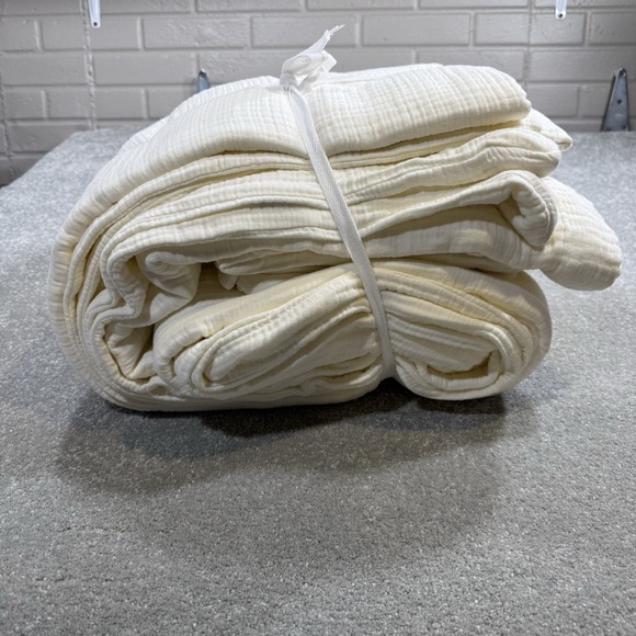 NWOT Quince King Airy Gauze Duvet Cover Set Cream White Organic Cotton 2 Shams - Picture 5 of 10